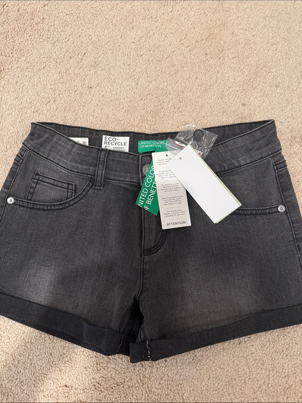 Girls United Colors Of Benetton Charcoal Grey Denim Shorts